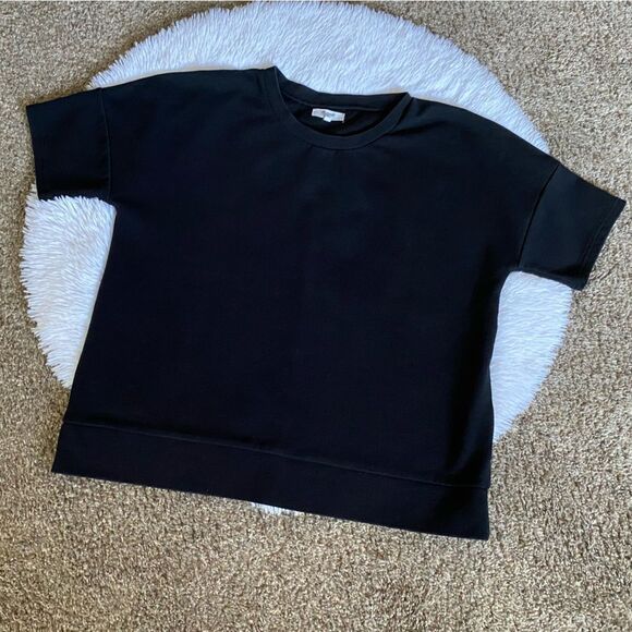 Madewell Top Ribbed Womens Size XL Black Short Sleeve - Picture 1 of 4